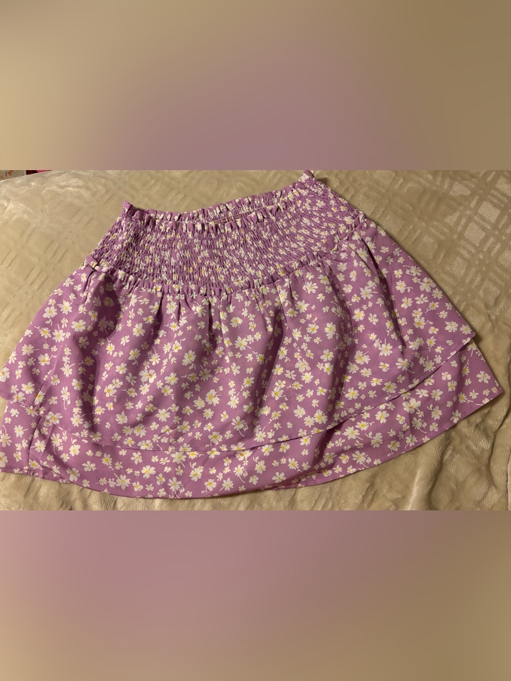 Lilac Floral Smocked Mini Skirt